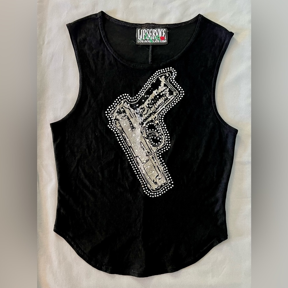 NWOT Lip Service Black Mesh Gun Tank